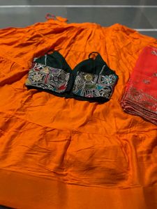 Navratri Orange Lehenga Choli Set