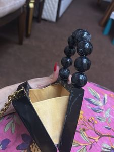 Black Beaded Handle Clutch