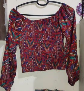 jaipuri print, red crop top