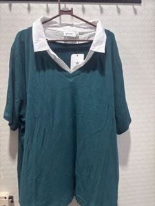 Stylish Teal Collared Top