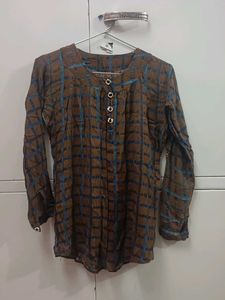 Vintage Plaid Button-Up Top
