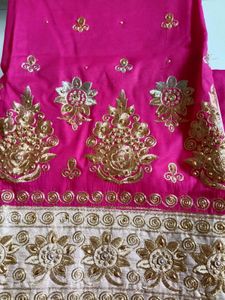 Pink Colour Golden Zardosi Work Dress Material