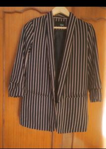 Striped Blazer Cum Shrug