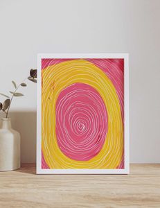 Pink Pond Abstract Framed Art