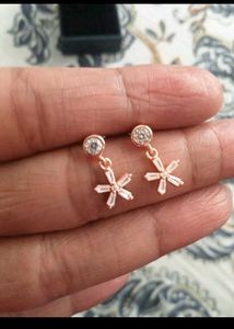 SALE 925 Silver Dangle Earrings Rose Gold Plated