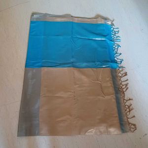 Brand New- Aura Art Silk Saree In Turquoise Blue