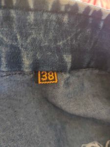 Denim Vest with Red Stitching