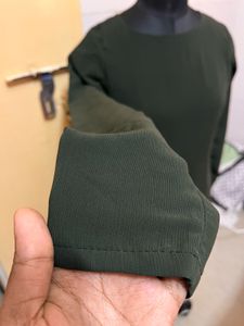 Elegant Olive Green Long Sleeve Top