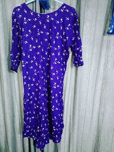 Beautiful Purple Kurti With Flowers