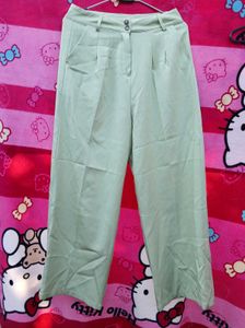 Green Wide Leg Formal  Trousers