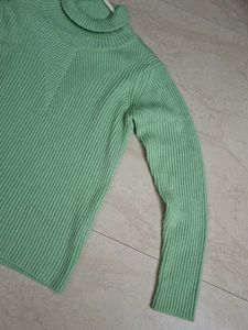 Mint Green Ribbed Turtleneck Sweater