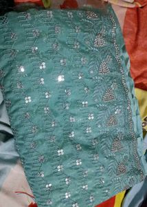 New stones work saree with designer blouse piecd