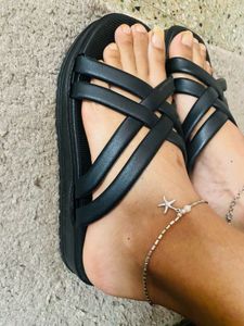 Black Crisscross Flats