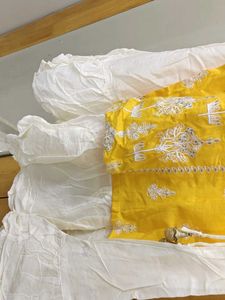 Yellow Embroidered Kurti