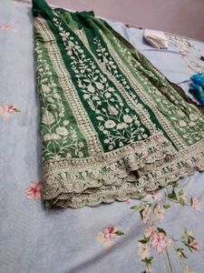 Emerald Green Embroidered Lehenga Skirt