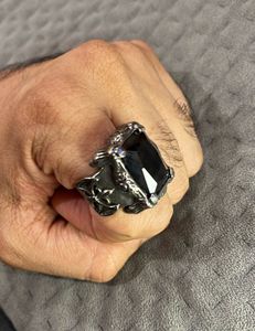 Mens Biker Black Gem Ring