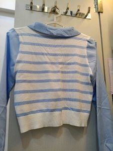 Striped Knit Top with Sleeves