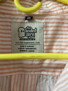 Peach Striped Boyfriend Fit Shirt