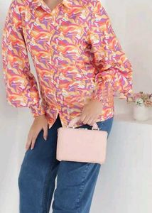 Shein Bishop sleeves abstract print relaxed Shirt