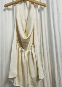 Beige Satin Dress