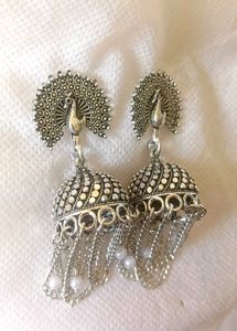 silver jhumkas