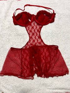 Red Lace Babydoll Bodysuit (XL)