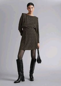 Patterned Mini Dress with Long Sleeves