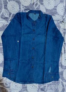 Denim Band Collar Button Down