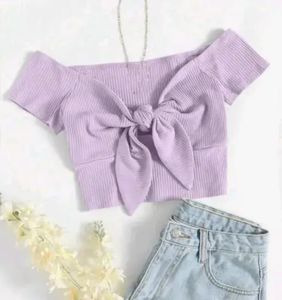 Cute Purple Tie-Front Crop Top💜
