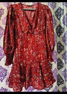 Red Beutiful Sleeve Dress