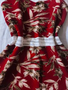 crimson red-white floral mini summer dress 🍒