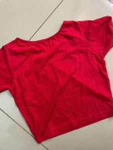Red Designer Crop Top