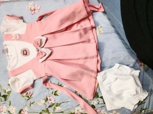 Pink & White Dress with Bloomers