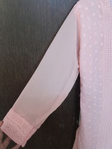 Georgette Chikankari Pink Kurti