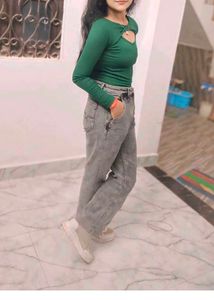 Green Cutout Long Sleeve Top