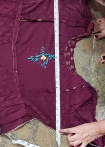 Maroon Golden Printed Ethnic Kurti