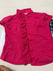 Shirts Bundle: Pink Ruffle &amp; Plaid Combo Of 2