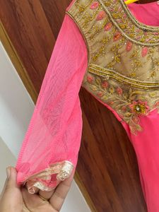 Pink &amp; Gold Embroidered gown