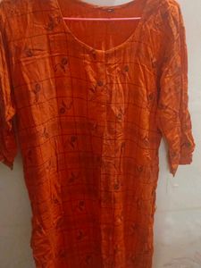 Orange Floral Print Kurti