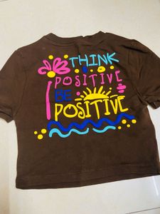Brown Think Positive Crop Top