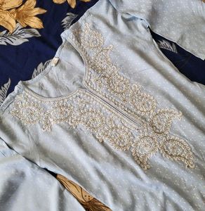 🌸 Blue Embroidered Kurti 🌸