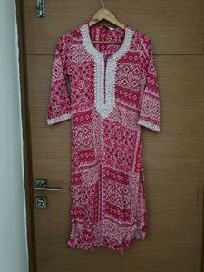 Pink & White Print Kurta