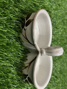 Stoneware Double Bowl with Handle