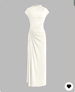 High Neck Twist Ruched Split Maxi Dress