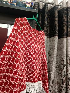 Red And White Cape Top