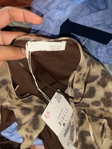 ZARA Leopard Print Ruffle Top