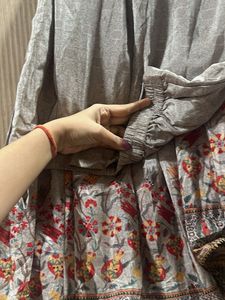 Grey Short Top And Sharara Pants