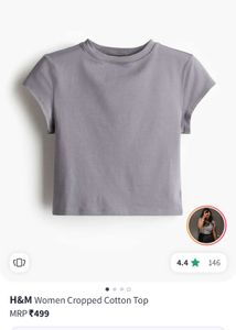 H&amp;M GREY S BASIC COTTON CROP TOP