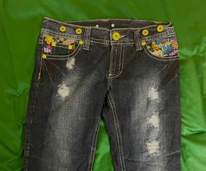 Flower Embroidery Denim Jeans