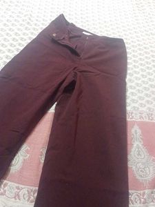 Burgundy Wide Leg Pants